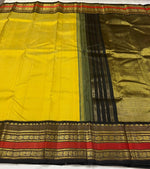 Load image into Gallery viewer, Classic Yellow &amp; Black 2gm Zari Kanchipuram Handloom Silk Saree SS25630
