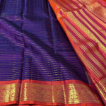 Load image into Gallery viewer, Classic Deep Violet &amp; Burnt Orange 2gm Zari Vintage Elegance Kanchipuram Handloom Silk Saree SS28236
