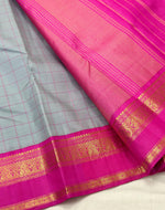 Load image into Gallery viewer, Classic Grey &amp; Deep Pink 2gm Zari Elegance Kanchipuram Handloom Silk Saree SS23550
