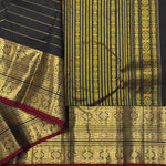 Load image into Gallery viewer, Classic Charcoal Black 2gm Vintage Zari Elegance Kanchipuram Handloom Silk Saree SS26915
