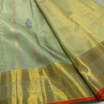 Load image into Gallery viewer, Classic Pista Green &amp; Chilly Red 2gm Zari Elegance Kanchipuram Silk Saree SS23890
