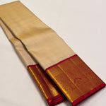 Load image into Gallery viewer, Classic Butter Cream &amp; Chilli Red Bridal Elegance Kanchipuram Handloom Silk Saree SS28061
