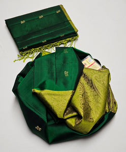 Classic Green & Spring Green Elegance Handloom Soft Silk Saree SS25773