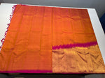 Load image into Gallery viewer, Classic Apricot Orange 1gm Zari Rising Temple Border Elegance Kanchipuram Handloom Silk Saree SS24135
