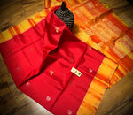 Load image into Gallery viewer, Classic Crimson Red &amp; Orange Elegance Handloom Soft Silk Saree SS26908
