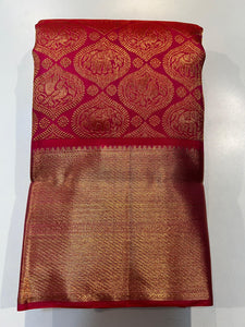 Classic Reddish Pink 2gm Zari Bridal Elegance Kanchipuram Handloom Silk Saree SS23839