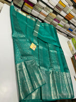 Load image into Gallery viewer, Classic Jade Green Brocade Bridal Elegance Kanchipuram Tissue Handloom Silk Saree SS23725
