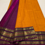 Load image into Gallery viewer, Classic Golden Yellow &amp; Wine Red 2gm Zari Elegance Kanchipuram Handloom Silk Saree SS24628
