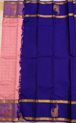 Load image into Gallery viewer, Classic Baby Pink &amp; Royal Blue Elegance Kanchipuram Handloom Silk Saree SS25495

