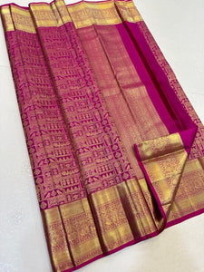 Classic Wine Fuchsia Pink Elegance Kanchipuram Handloom Silk Saree SS24693