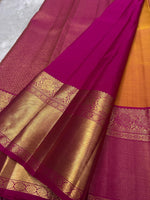 Load image into Gallery viewer, Classic Orange &amp; Deep Pink Elegance Kanchipuram Handloom Silk Saree SS24841
