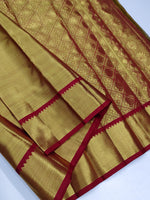 Load image into Gallery viewer, Classic Crimson Red 2gm Full Gold Zari Bridal Tissue Elegance Kanchipuram Handloom Silk Saree SS28107
