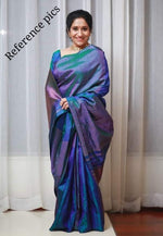 Load image into Gallery viewer, Classic Peacock Blue Elegance Kanchipuram Handloom Silk Saree SS23772
