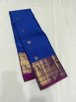 Load image into Gallery viewer, Classic Royal Blue &amp; Purple 2gm Zari Elegance Kanchipuram Handloom Silk Saree SS28597
