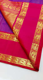 Load image into Gallery viewer, Classic Magenta &amp; Rani Pink 2gm Zari Vaira Oosi Elegance Kanchipuram Handloom Silk Saree SS25335
