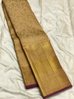 Load image into Gallery viewer, Shimmer Gold &amp; Berry Wine 2gm Zari Elegance Bridal Kanchipuram Handloom Silk Saree SS24376
