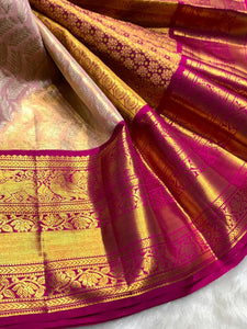 Pastel Pink & Ruby Pink 2gm Zari Bridal Elegance Kanchipuram Handloom Silk Saree SS25284