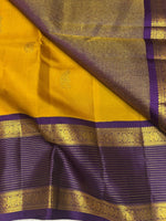 Load image into Gallery viewer, Classic Mango Yellow &amp; Vadamalli Purple  2gm Zari Kanchipuram Handloom Silk Saree SS25840
