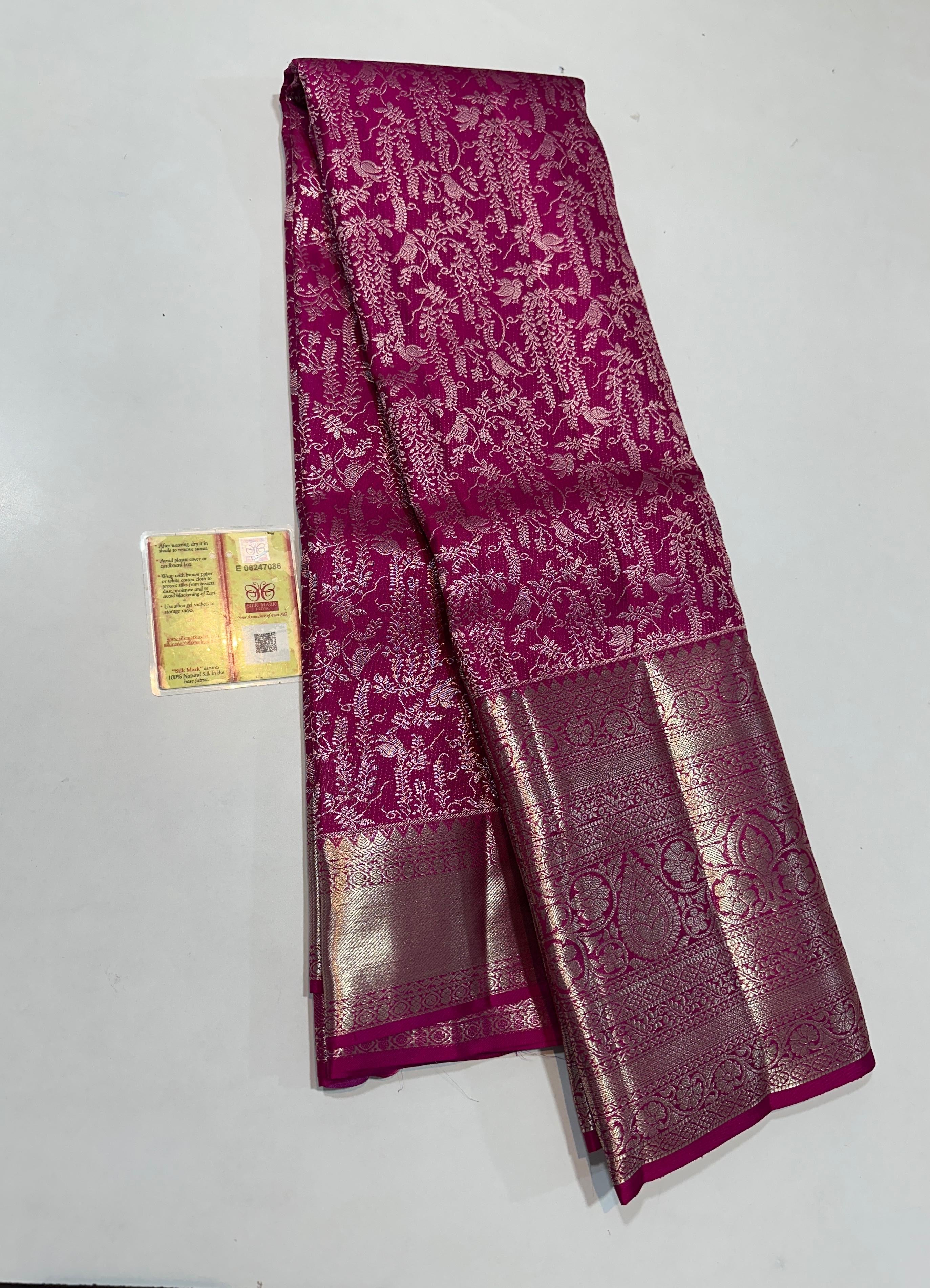 Classic Ruby Pink Brocade Tissue Bridal Elegance Kanchipuram Handloom Silk Saree SS25266