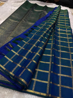 Load image into Gallery viewer, Classic Peacock Blue 2gm Sari Elegance Kanchipuram Handloom Silk Saree SS24787
