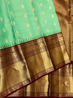 Load image into Gallery viewer, Classic  Sea Green &amp; Dark Espresso 2gm Zari Elegance Kanchipuram Handloom Silk Saree SS25271
