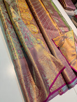 Load image into Gallery viewer, Classic Green Tint &amp; Deep Pink Meenakari Bridal Elegance Kanchipuram Handloom Silk Saree SS27614
