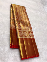 Load image into Gallery viewer, Classic Gold &amp; Red 2gm Zari Brocade Tissue Bridal Elegance Kanchipuram Handloom Silk Saree SS28291
