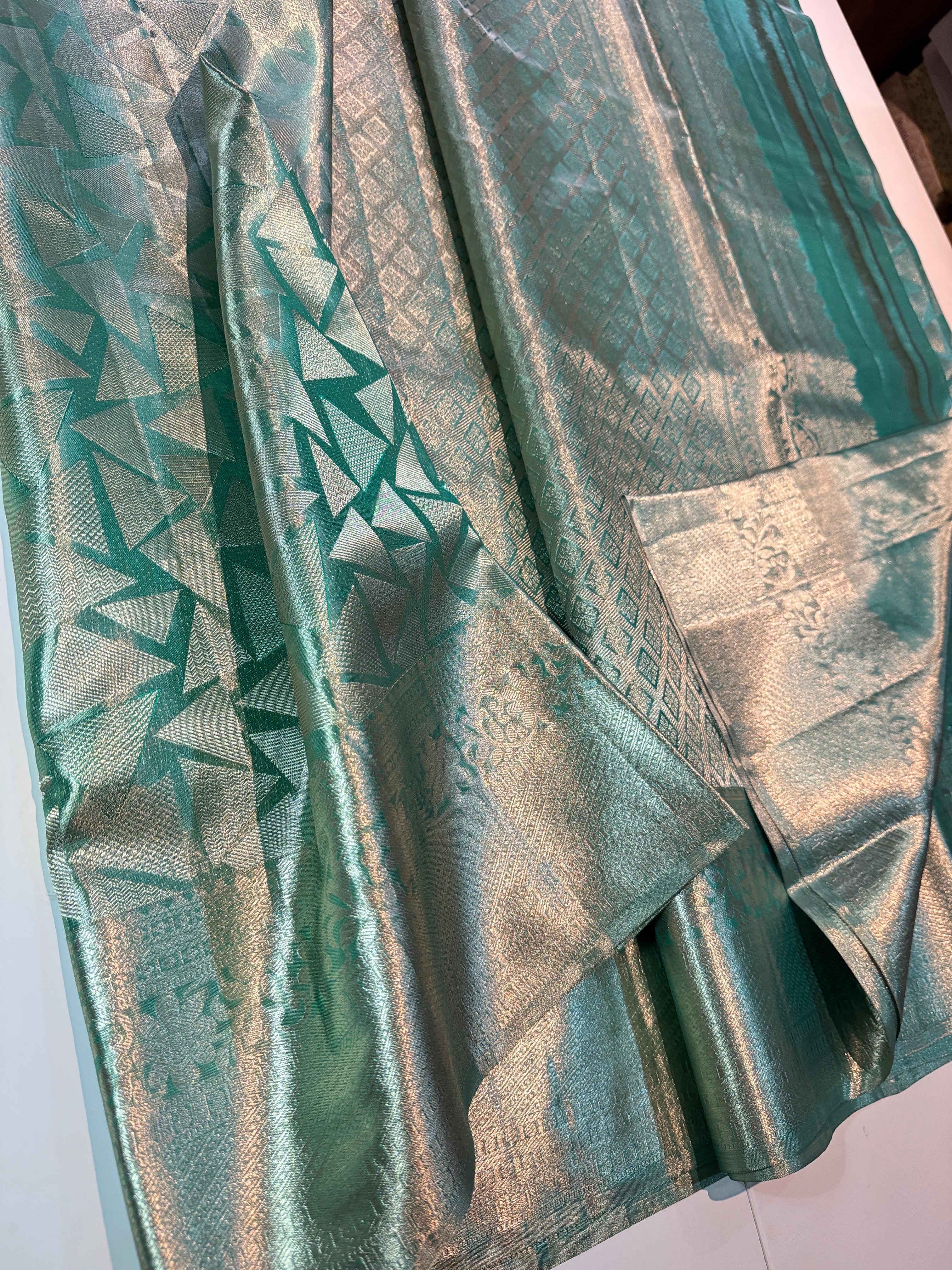 Classic Sea Green Bridal Elegance Kanchipuram Handloom Silk Saree SS26296