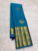 Load image into Gallery viewer, Classic Azure Blue &amp; Royal Blue 2gm Zari Bridal Elegance Kanchipuram Handloom Silk Saree SS27351
