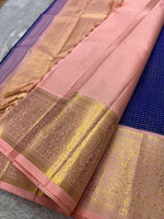 Load image into Gallery viewer, Classic Royal Blue &amp; Baby Pink Kanchipuram Handloom Silk Saree SS26027
