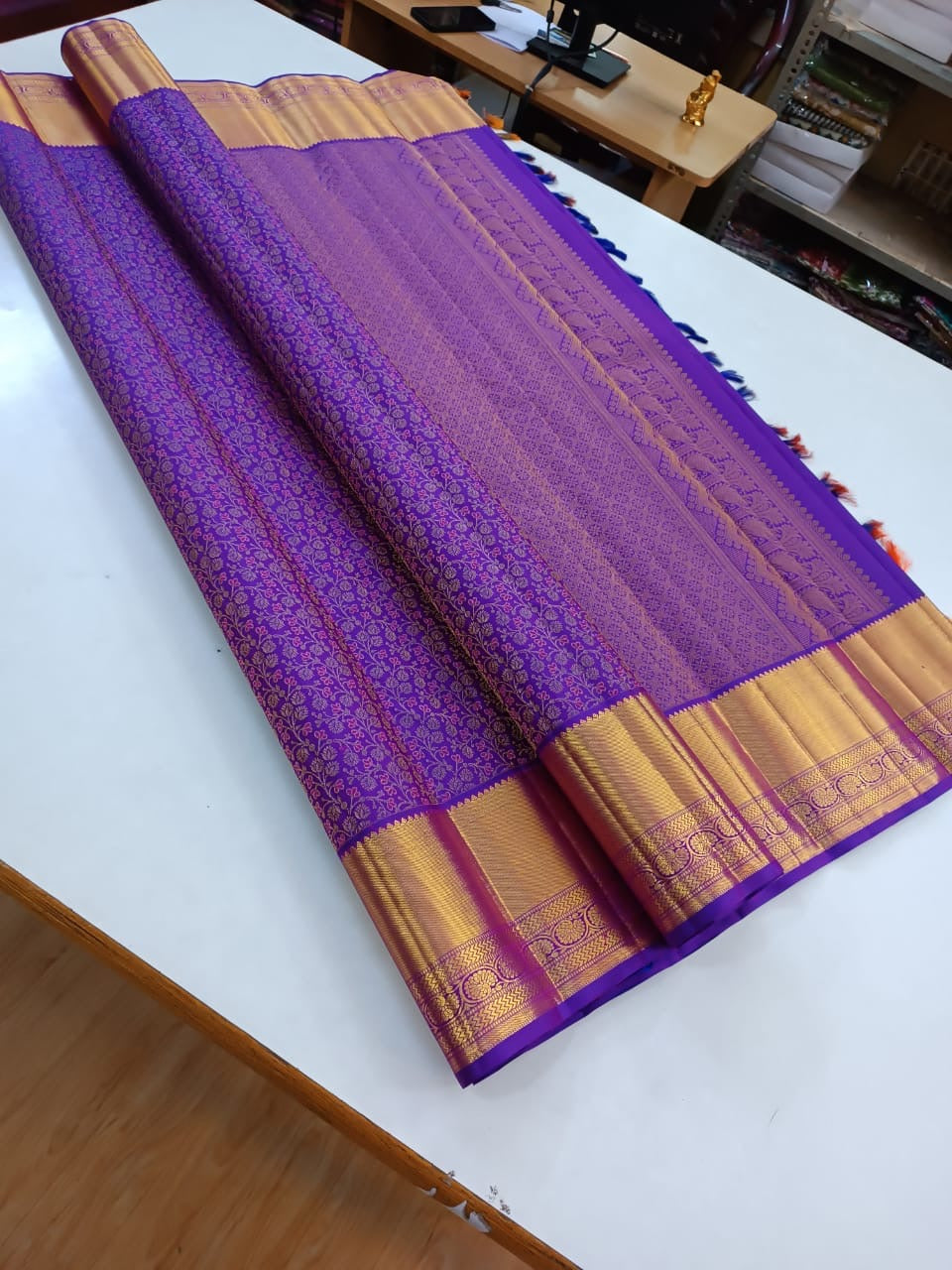 Classic Lavender 2gm Zari Elegance Kanchipuram Handloom Silk Saree SS24259