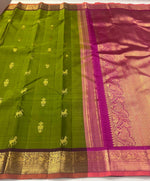 Load image into Gallery viewer, Classic Olive Green &amp; Dark Pink 2gm Zari Bridal Elegance Kanchipuram Handloom Silk Saree SS27130

