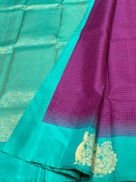 Load image into Gallery viewer, Classic Wine Red &amp; Turquoise Elegance Kanchipuram Handloom Silk Saree SS23539
