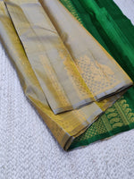 Load image into Gallery viewer, Classic Beige &amp; Green 2gm Zari Elegance Kanchipuram Handloom Silk Saree SS25294
