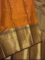Load image into Gallery viewer, Classic Mustard Yellow &amp; Coffee Brown Long Border Vintage Elegance Kanchipuram Handloom Silk Saree SS27188
