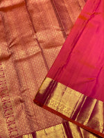 Load image into Gallery viewer, Classic Pinkish Orange 2gm Zari Bridal Elegance Kanchipuram Handloom Silk Saree SS25983
