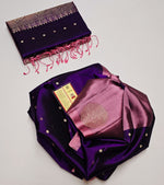 Load image into Gallery viewer, Classic Violet &amp; Nude Pink Sorbet Double Warp Elegance Handloom Soft Silk Saree SS20605
