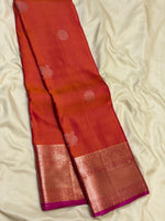 Load image into Gallery viewer, Classic Burnt Orange 2gm Zari Elegance Kanchipuram Handloom Silk Saree SS27088
