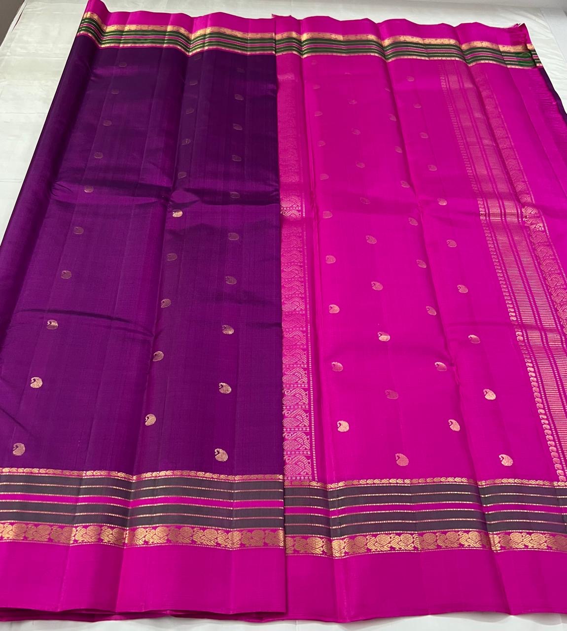 Classic Vadamalli Purple & Pink 2gm Zari Elegance Kanchipuram Handloom Silk Saree SS25347