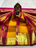 Load image into Gallery viewer, Classic Mustard &amp; Pink 2gm Zari Kanchipuram Handloom Silk Saree SS25570
