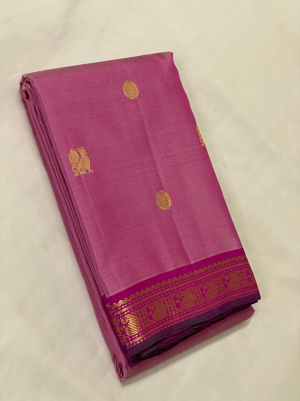 Classic Cerise Pink & Ruby Pink 2gm Elegance Kanchipuram Handloom Silk Saree SS20540