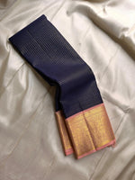Load image into Gallery viewer, Classic Navy Blue &amp; Peach Kanchipuram Handloom Silk Saree SS26030

