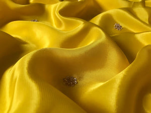 Classic Yellow Handwork Elegance Crepe Silk Saree SS24530