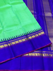 Classic Sea Green & Robin Blue 2gm Zari Elegance Kanchipuram Handloom Silk Saree SS25307