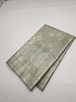 Load image into Gallery viewer, Classic Silver &amp; Moss Green Bridal Elegance Kanchipuram Handloom Silk Saree SS24594
