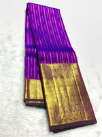 Load image into Gallery viewer, Classic Purple &amp; Green 2gm Zari Bridal Elegance Kanchipuram Handloom Silk Saree SS25569
