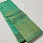 Load image into Gallery viewer, Classic Sea Green &amp; Plum 2gm Zari Elegance Kanchipuram Handloom Silk Saree SS28206
