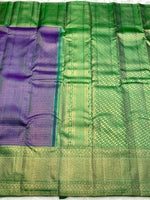 Load image into Gallery viewer, Classic Bluish Violet &amp; Green 2gm Zari Elegance Kanchipuram Handloom Silk Saree SS25437
