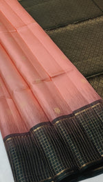 Load image into Gallery viewer, Classic Peachy Rose &amp; Bottle Green Handloom Soft Silk Saree SS27267
