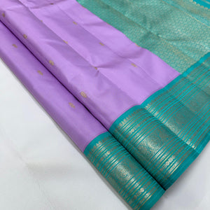 Classic Lilac 2gm Zari Elegance Kanchipuram Handloom Silk Saree SS24140